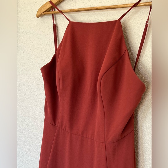 David’s Bridal | Cinnamon Chiffon High-Neck A-Line Dress - Picture 6 of 11